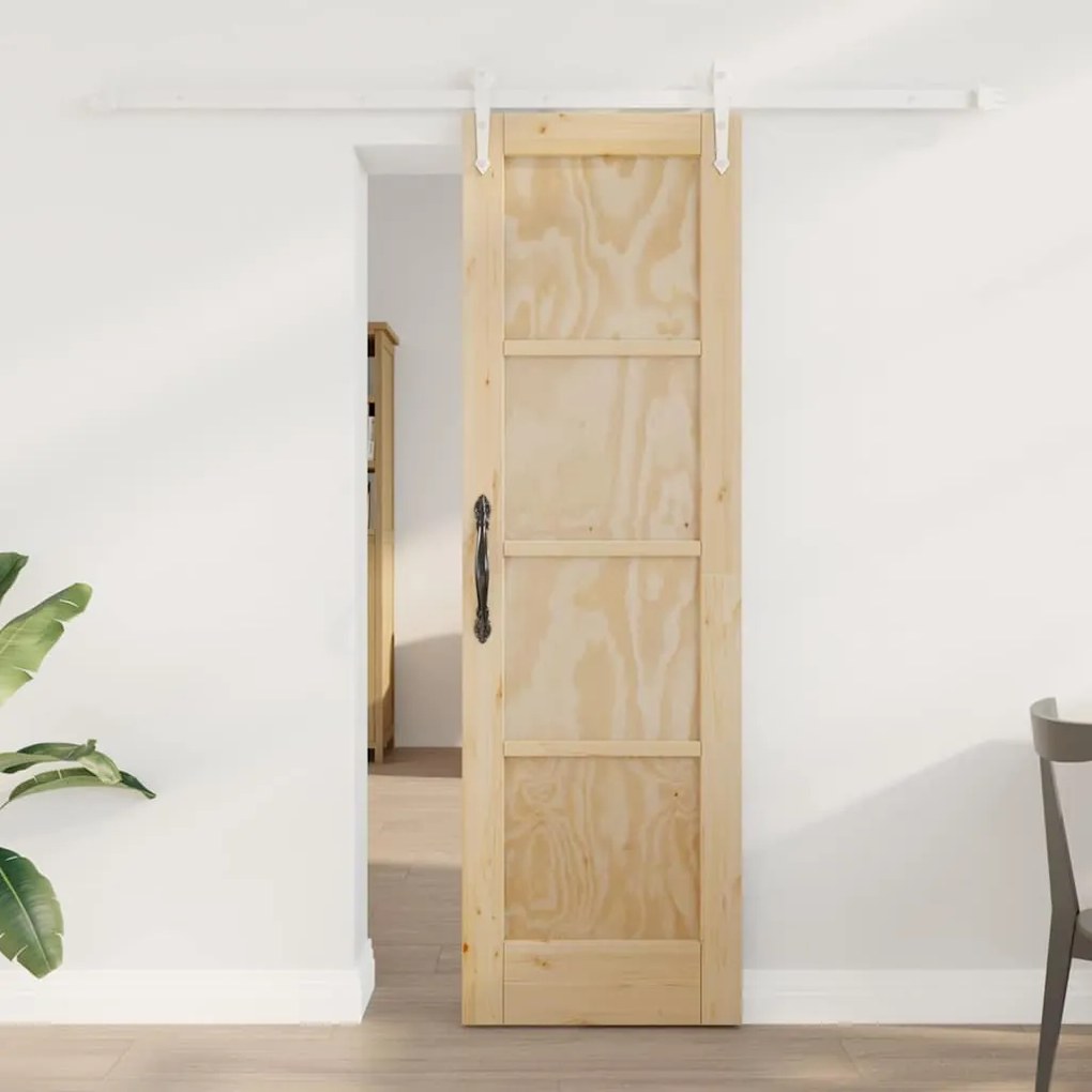 Porta Deslizante vidaXL com Conjunto de Hardware 61x198.5 cm Madeira Sólida de Pinus