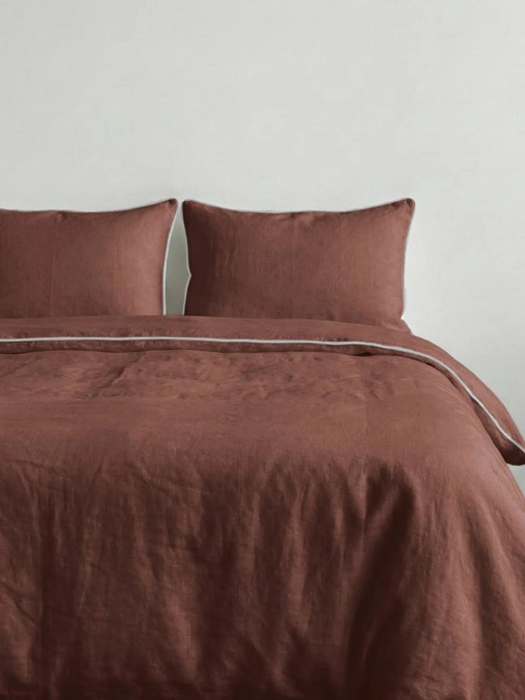 Conjunto de roupa de cama em linho Chocolate White, conjunto de 2