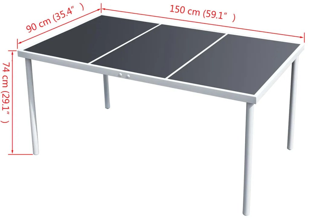 Mesa de jardim 150x90x74 cm preto aço