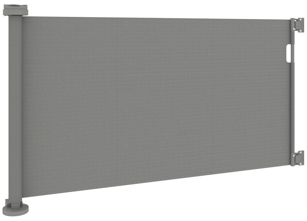 Barreira de Segurança para Cães Retrátil 0-136 cm para Cães Pequenos com Botão de Fecho Cinzento