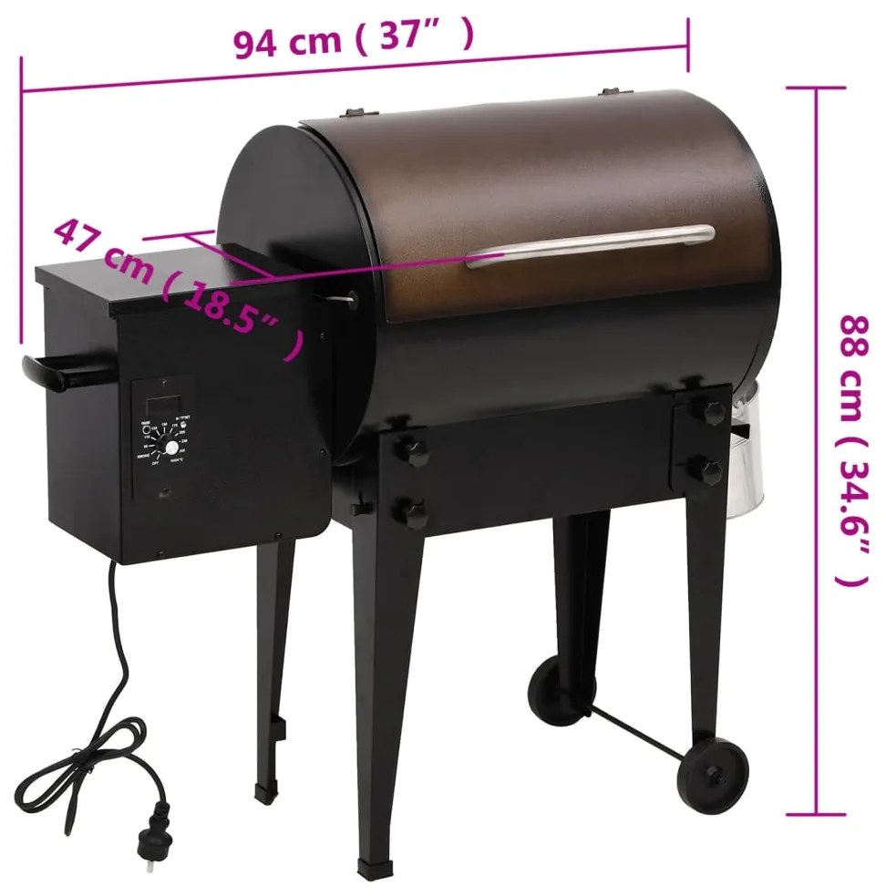 Grelhador a pellets 94 cm ferro preto