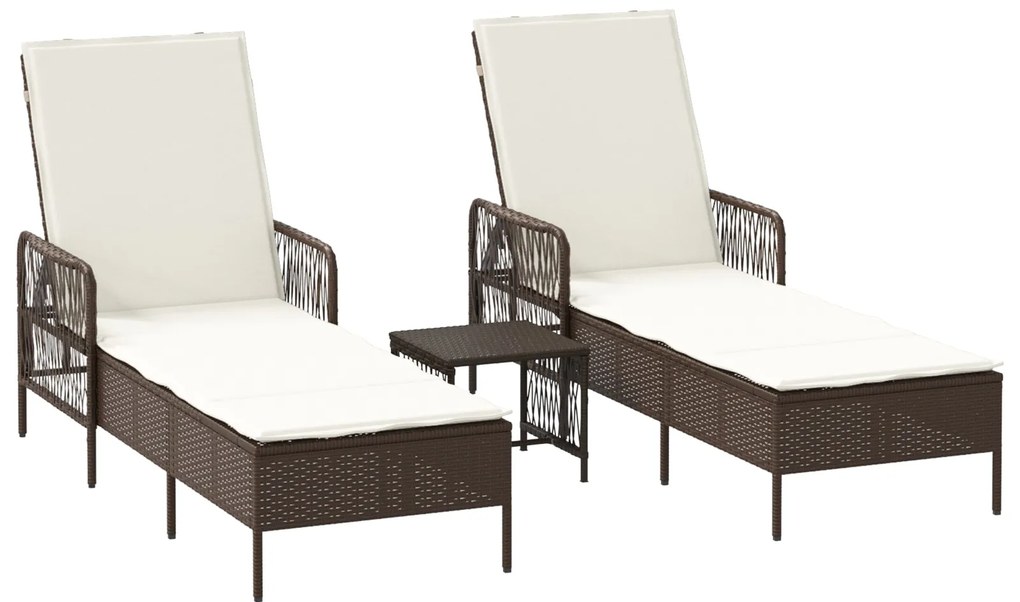 Conjunto de Espreguiçadeira Conjunto de 3 Marrons e creme