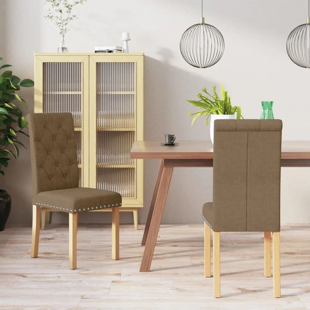 vidaXL Cadeiras de jantar 2 pcs tecido castanho
