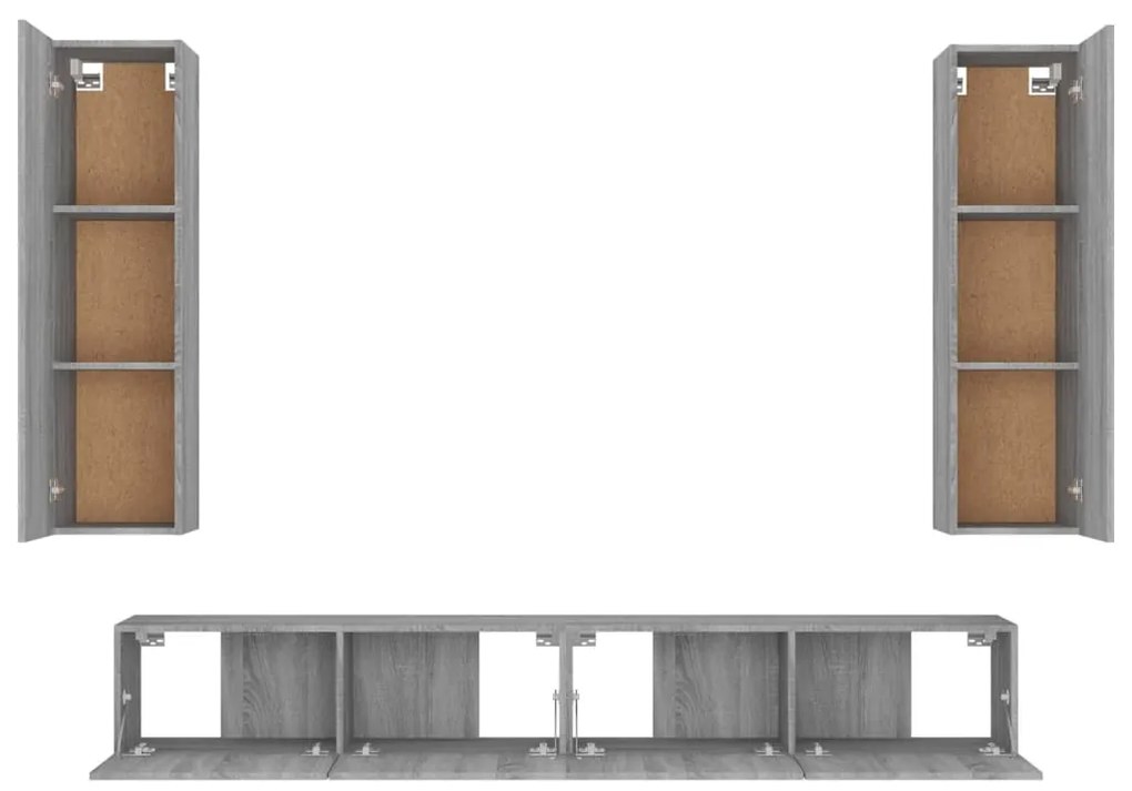 Conjunto móveis de TV 4 pcs madeira processada sonoma cinza