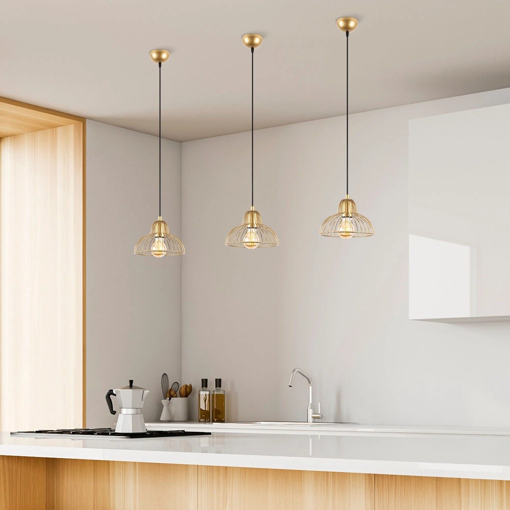 Candeeiro Chandelier Dopo – Dourado Brilhante – 20 x 20 x 114 cm