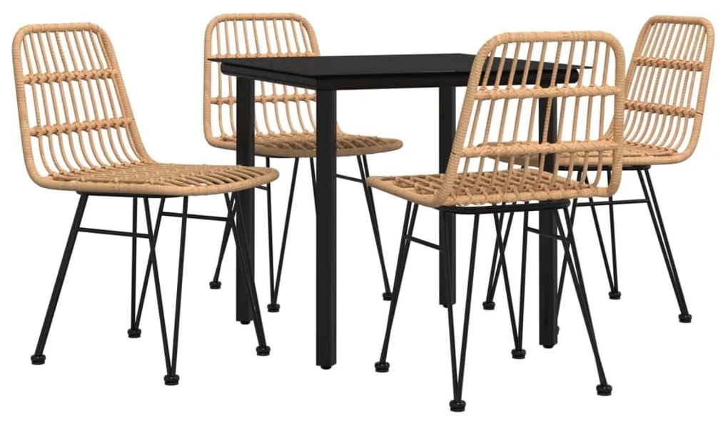 5 pcs conjunto de jantar p/ jardim vime PE