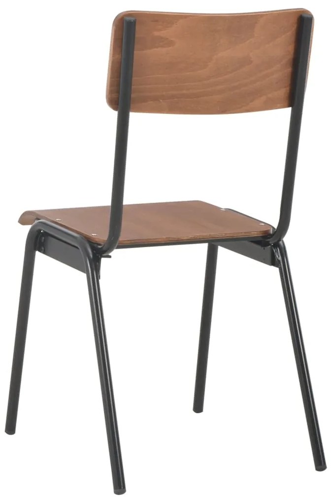 Cadeiras de jantar 4 pcs contraplacado maciço e aço castanho