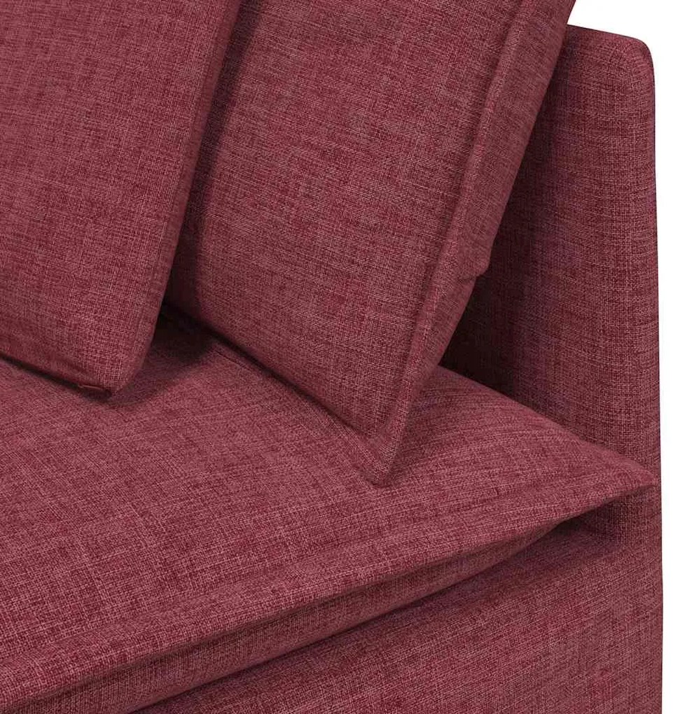 Sofá modular com almofadas tecido vermelho tinto