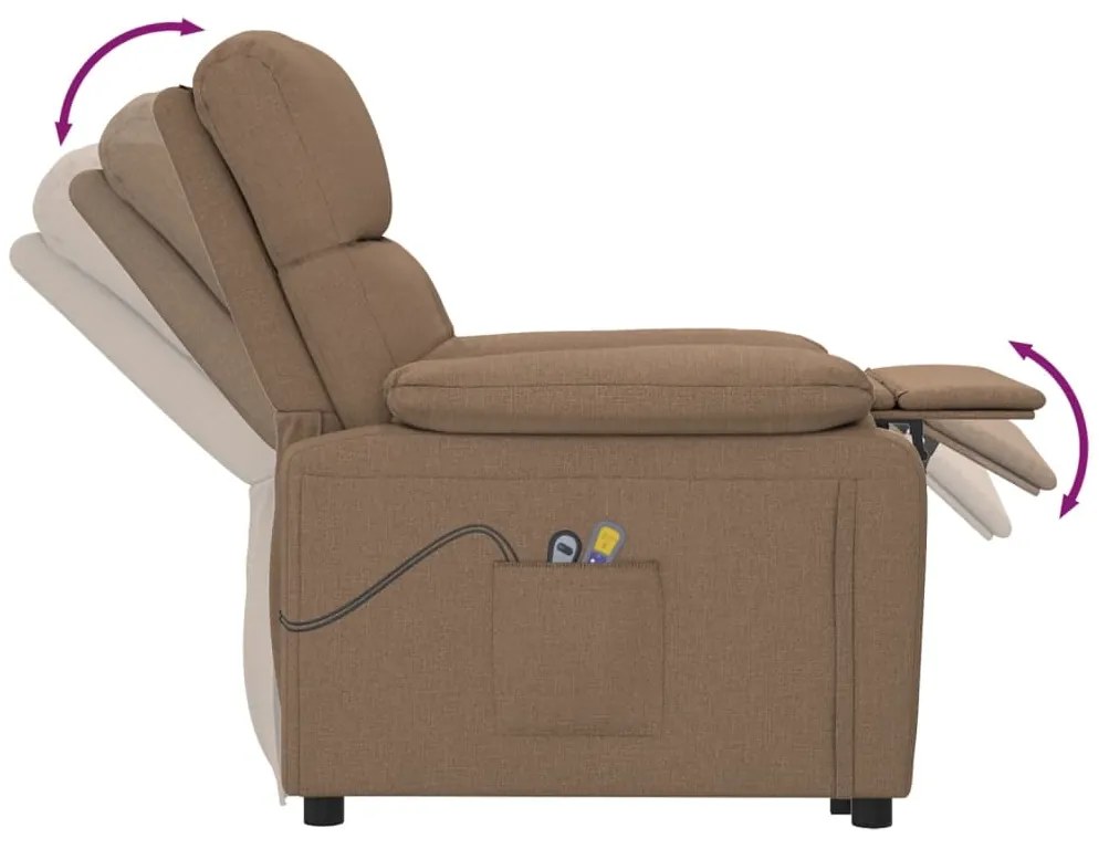 Poltrona de massagens elétrica reclinável tecido castanho