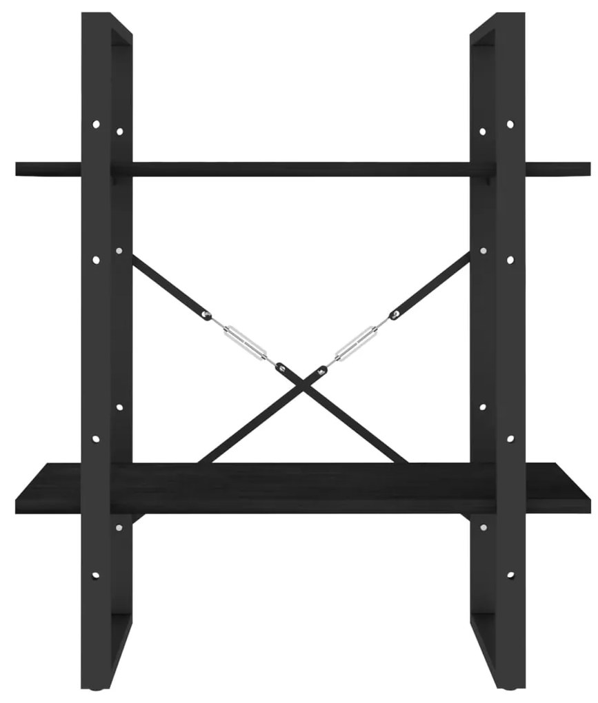 Estante com 2 prateleiras 60x30x70 cm pinho maciço preto