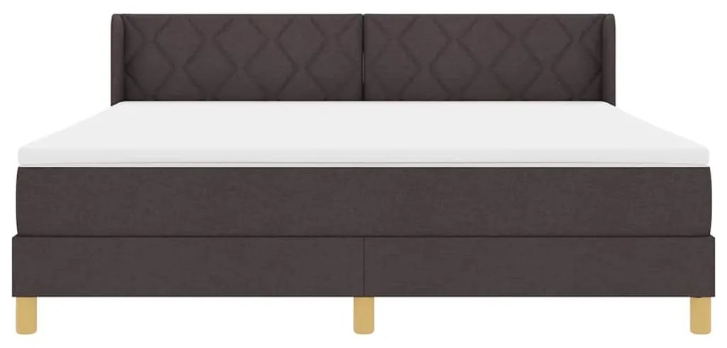 Cama Box Marrom Escuro e Branco 180 x 200 cm Poliéster