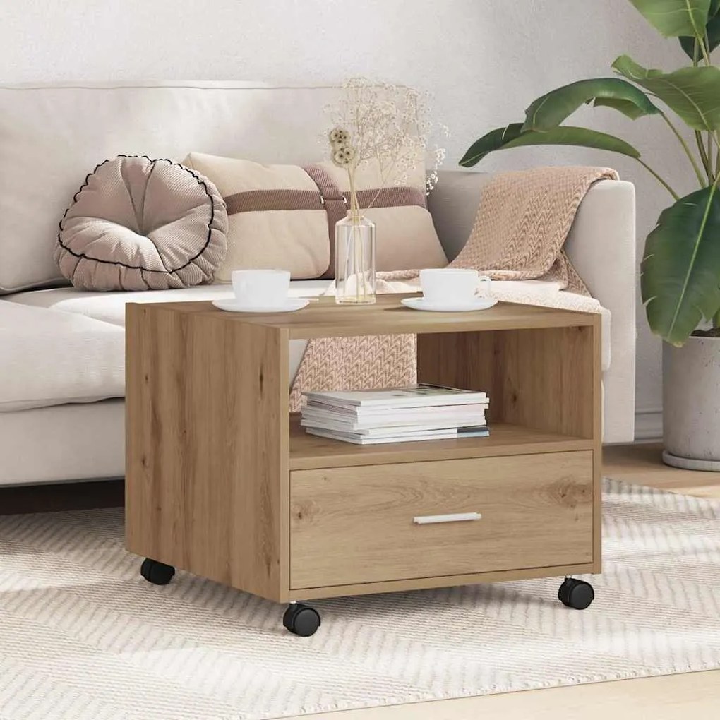 vidaXL Mesa de centro com gaveta Carvalho Artesanal 55 x 55 x 45cm