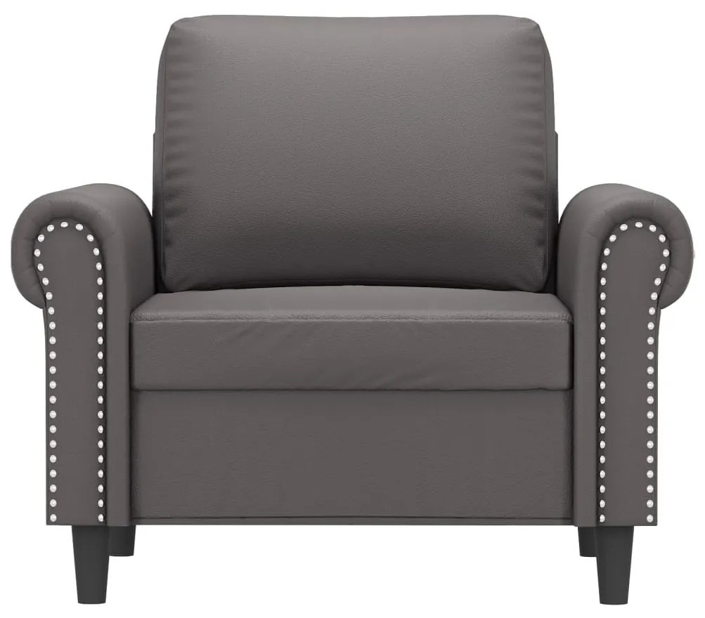Poltrona 60 cm couro artificial cinzento