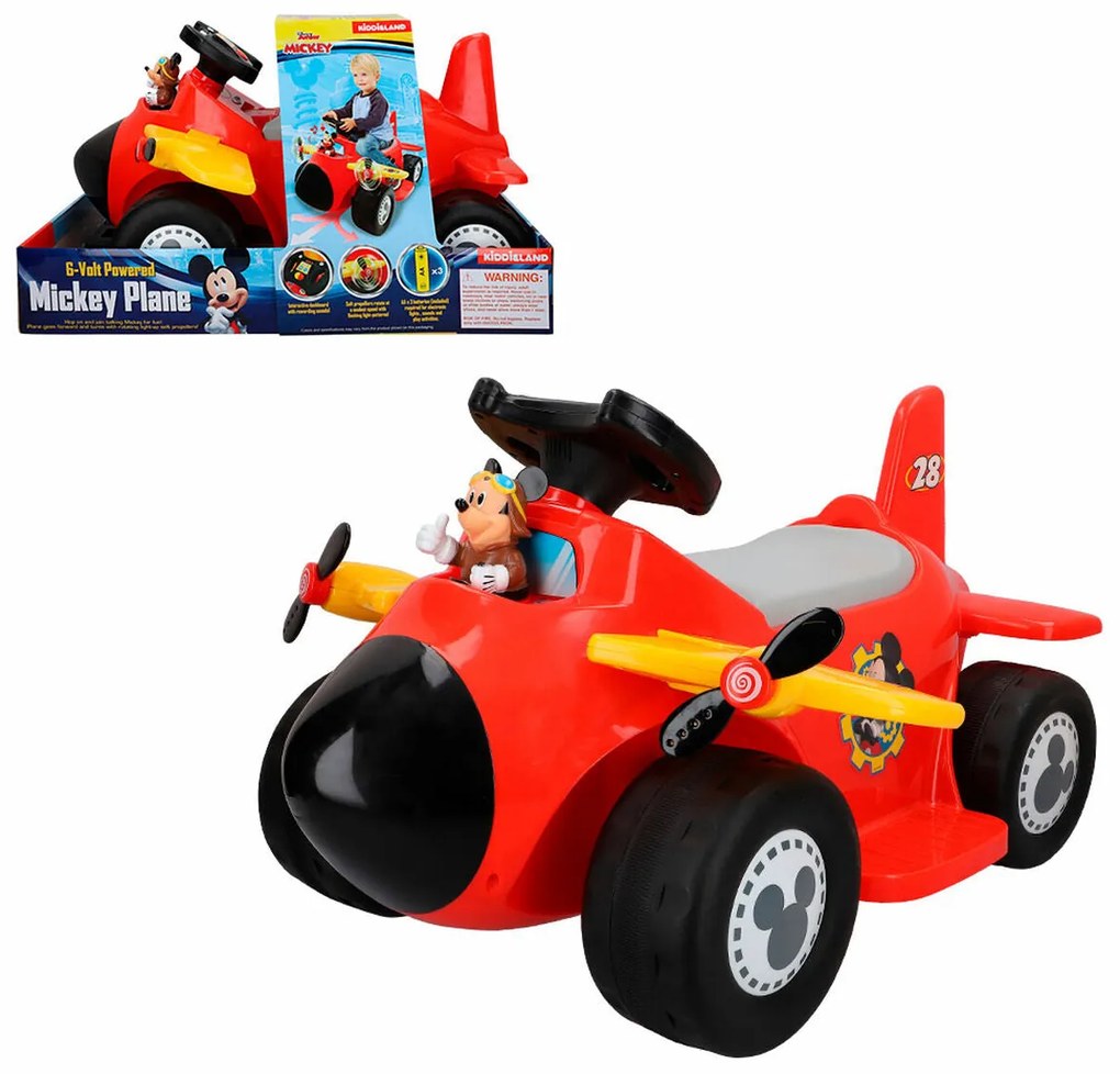 Carro elétrico para crianças Mickey Mouse Bateria Avioneta 6 V