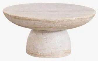 Mesa De Centro Para Jardim Redonda Ø70 Cm Em Cimento Zenadia Look Travertino - Sklum