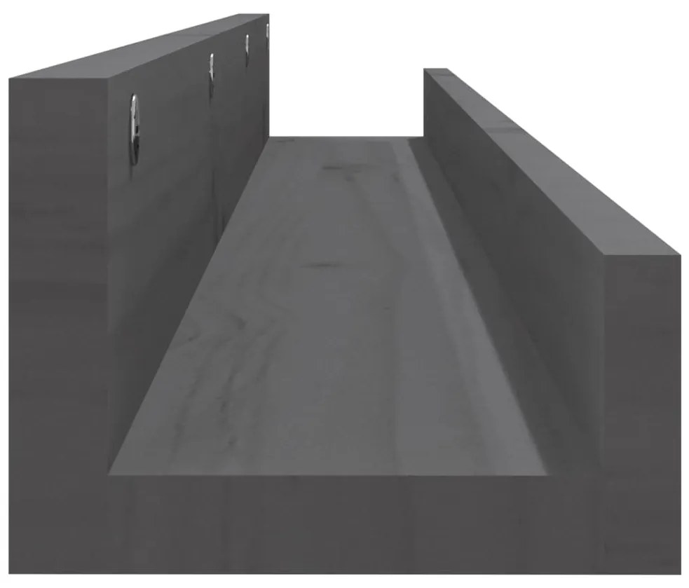 Prateleiras de parede 2 pcs 110x12x9 cm pinho maciço cinzento