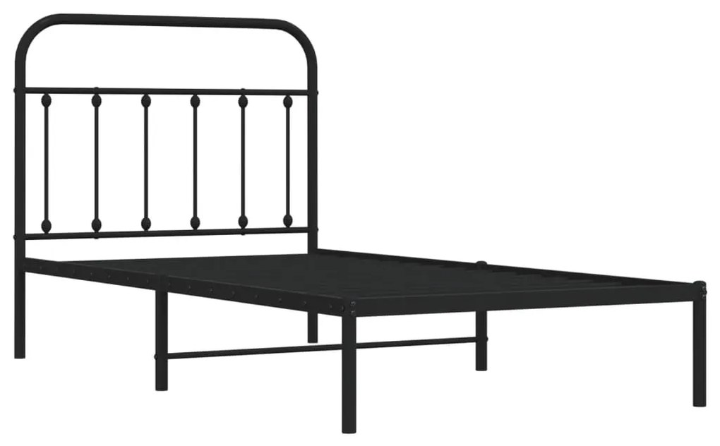 Estrutura de cama com cabeceira 100x190 cm metal preto