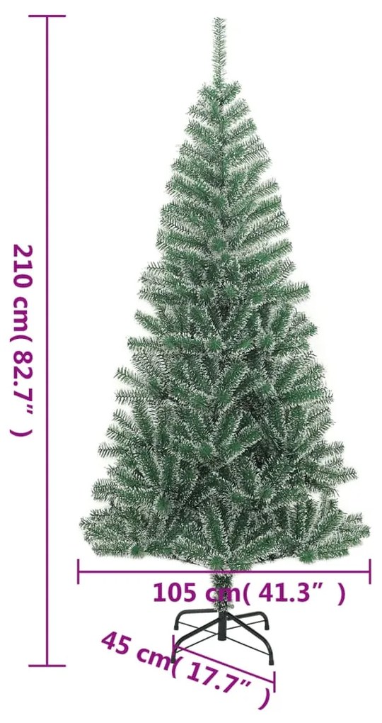 Árvore de Natal artificial c/ flocos de neve 210 cm verde