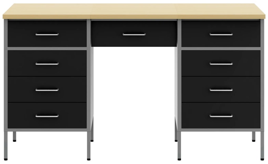 Conjunto de armário e mesa de trabalho em 3 peças vidaXL preto em made