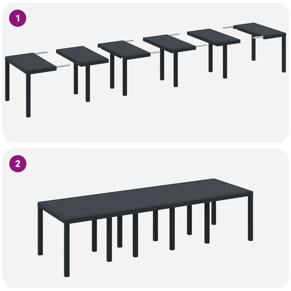 Conjunto de Jantar vidaXL 11 Peças Antracite Rattan Poliéster