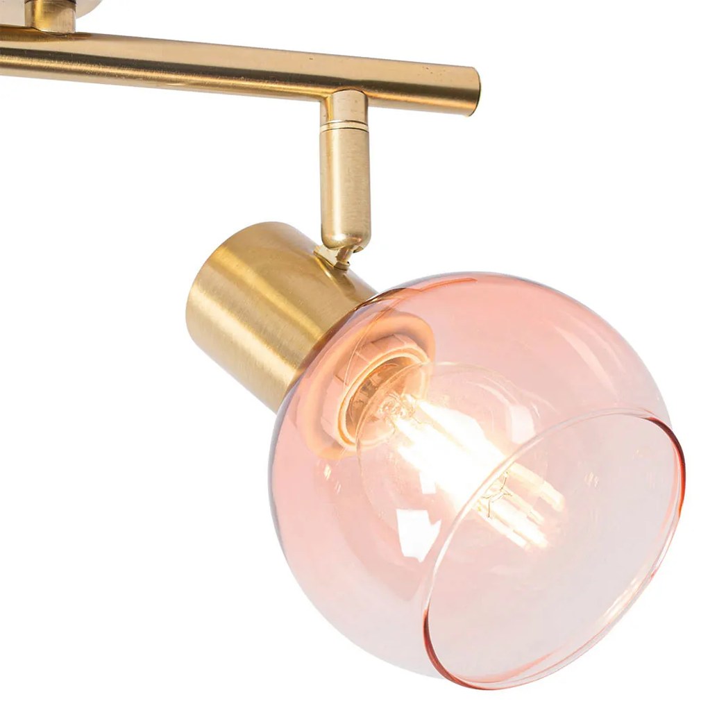 Foco inteligente dourado com vidro cor-de-rosa incl. 2 Wifi P45 - Vidro