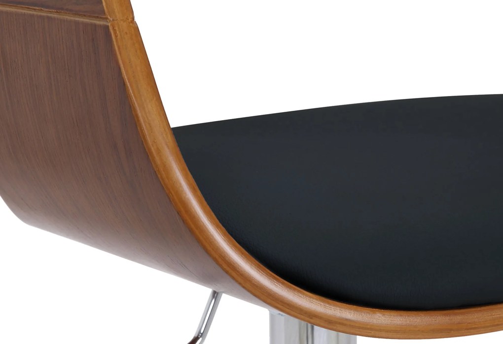 Banco de bar Kingston em couro sintético 50 x 88-102 x 48 cm Nogueira + Preto
