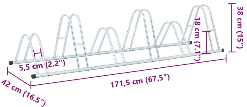 Suporte independente para 6 bicicletas aço galvanizado