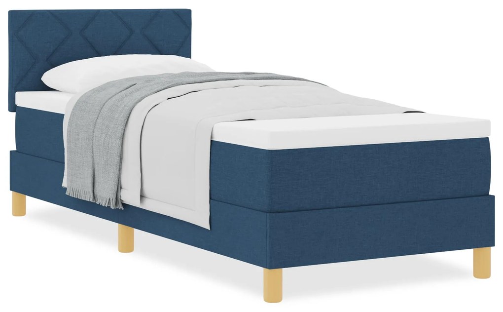 Cama Box Spring com Colchão Azul 80x200 cm Tecido