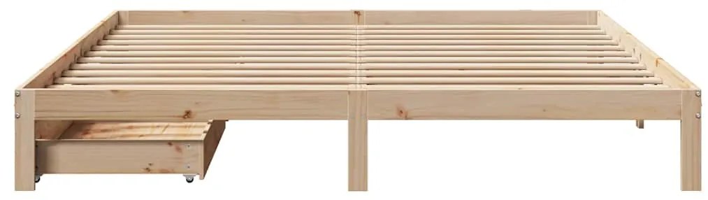 Estrutura de cama c/ gavetas 200x200 cm madeira de pinho maciça