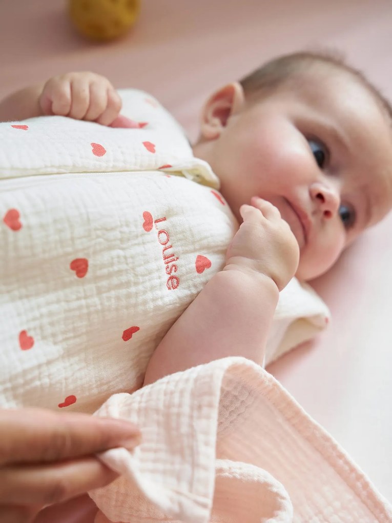 Saco de bebé em gaze de algodão bio personalizável COEUR cru