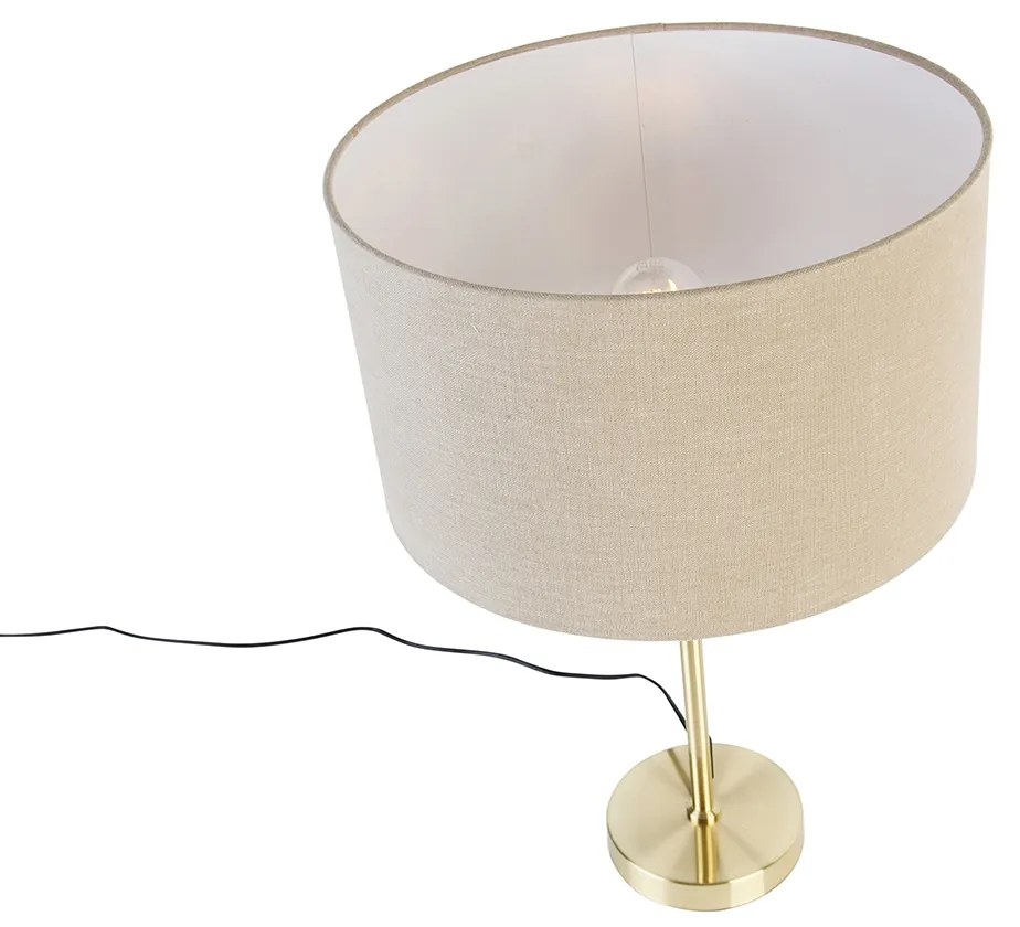 Candeeiro de mesa dourado ajustável com cúpula castanho claro 35 cm - Parte Design