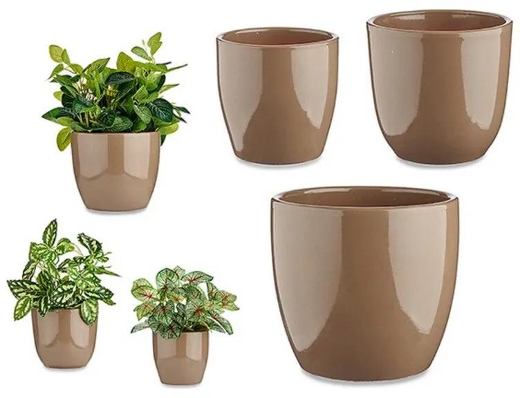 Conjunto de Vasos Castanho Argila (3 Peças) (22,5 x 18,5 x 22,5 cm)
