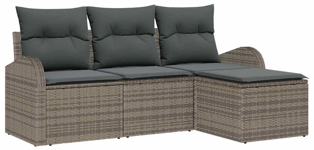 Conjunto de Sofá de Jardim VidaXL de 4 Peças com Almofadas Cinzas de R
