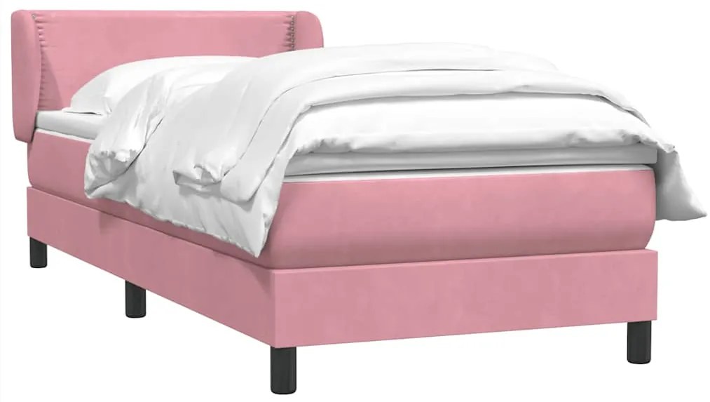 Cama com molas/colchão 80x220 cm veludo rosa