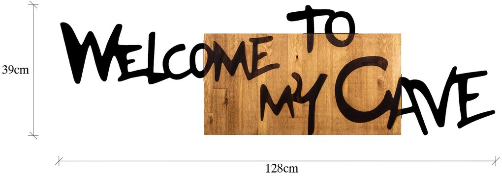Acessório Decorativo de Parede Welcome To My Cave – Nogueira e Preto –