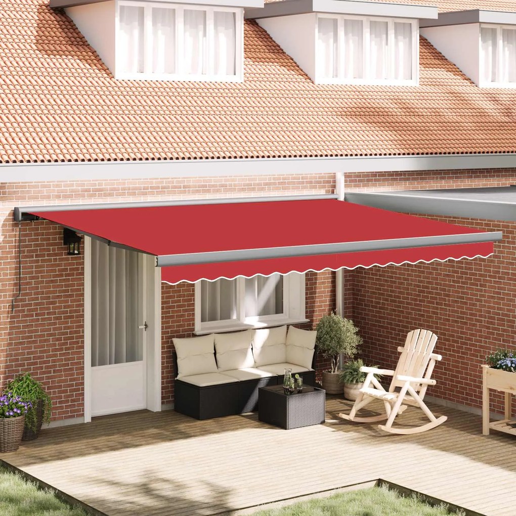 vidaXL Toldo Retrátil Vermelho 4 × 3 m Lona e Alumínio