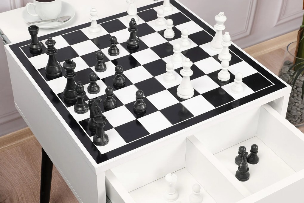 Mesa de Xadrez Chesso – Branco e Preto – 50x60x50 cm