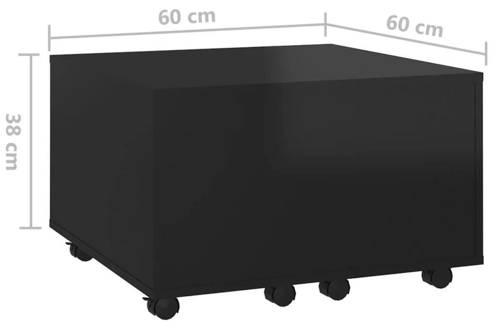 Mesa de centro 60x60x38 cm contraplacado preto brilhante
