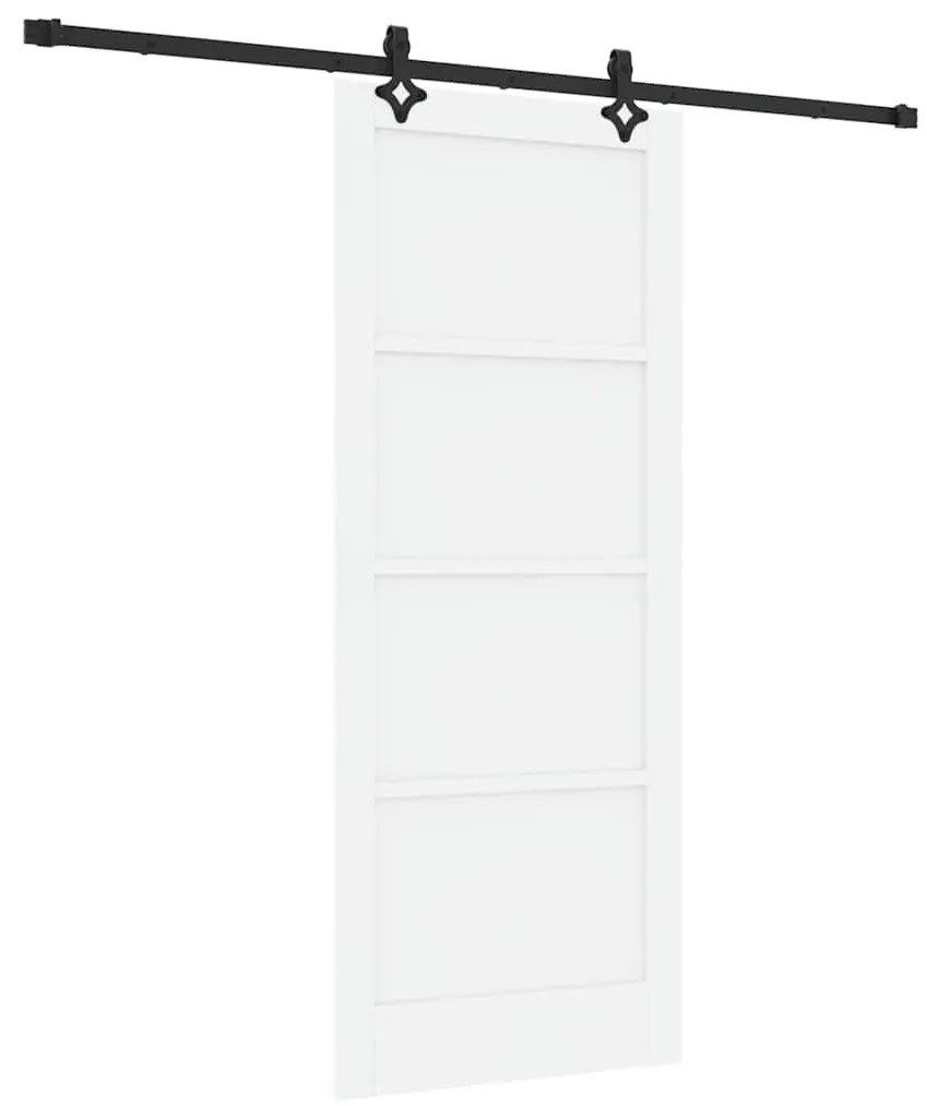 Porta Deslizante com Conjunto de Ferragens "ORKDAL" Branca de Madeira