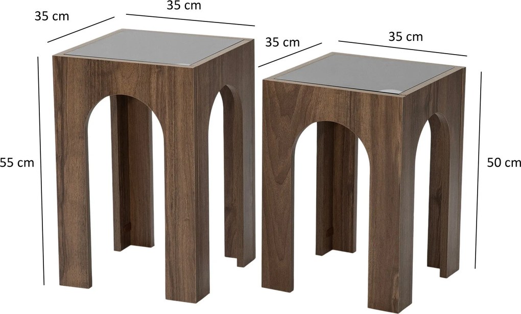Conjunto de Mesas de Centro Seine – Nogueira e Cinzento Escuro – 35x50