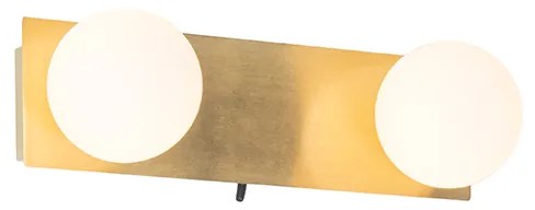 Candeeiro de parede dourado 28 cm IP44 2-luzes com interruptor - Cederic