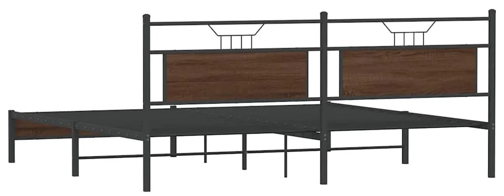 Estrutura cama sem colchão 200x200cm metal carvalho castanho