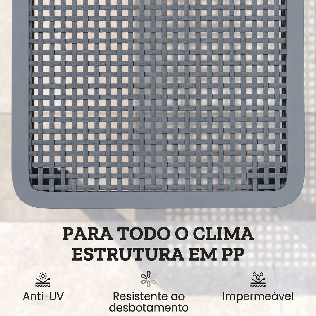 Espreguiçadeira Reclinável de Jardim Exterior com Encosto Ajustável em 4 Posições e Estrutura de PP 191x55x35,5 cm Cinzento Escuro