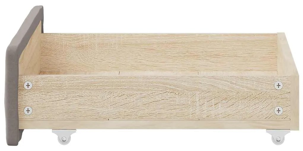 Gavetas de cama 2pcs derivados madeira/tecido cinza-acastanhado