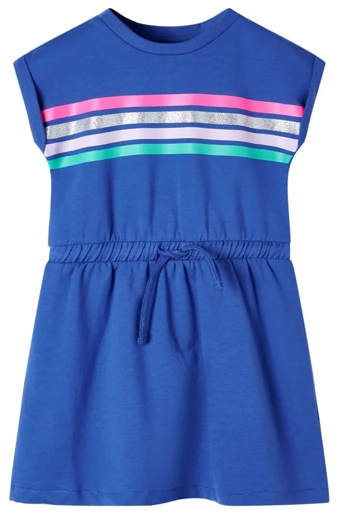 Vestido de criança com cordão azul-cobalto 140