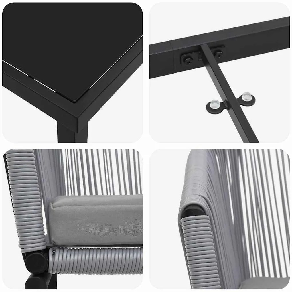 Conjunto de Jantar de Jardim com 5 Peças em Rattan Poli Cinza