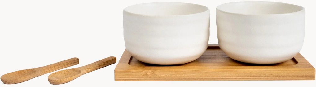 Taças para snacks com tabuleiro e colheres em bambu Ellen, conjunto de 5