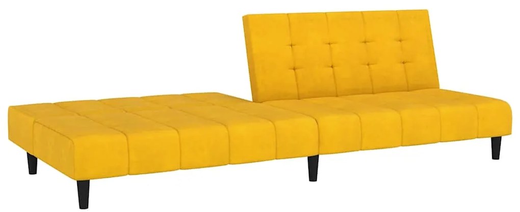 Sofá-cama de 2 lugares veludo amarelo