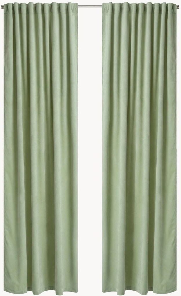 Cortinas opacas em veludo com multi-banda Nora, conjunto de 2, L 140 cm