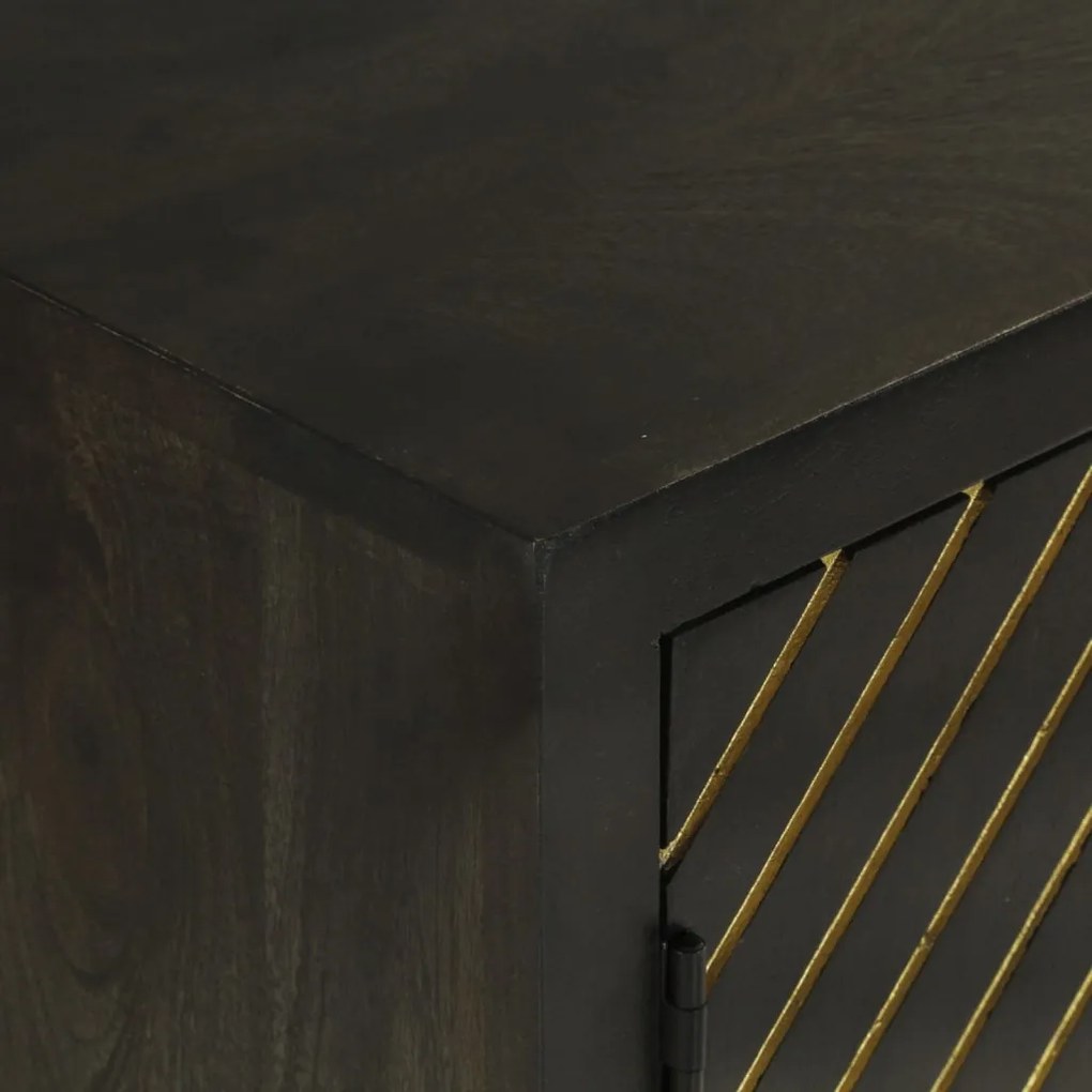 Aparador com 2 portas 55x30x75cm mangueira maciça preto/dourado